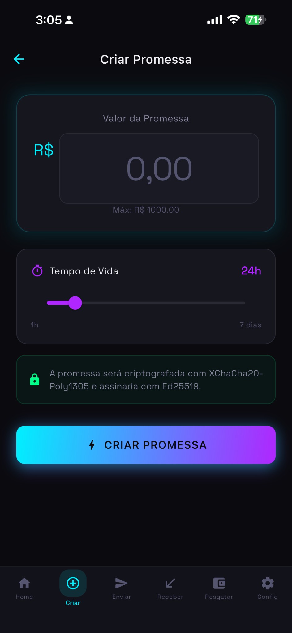 GhostPay - Criar Promessa